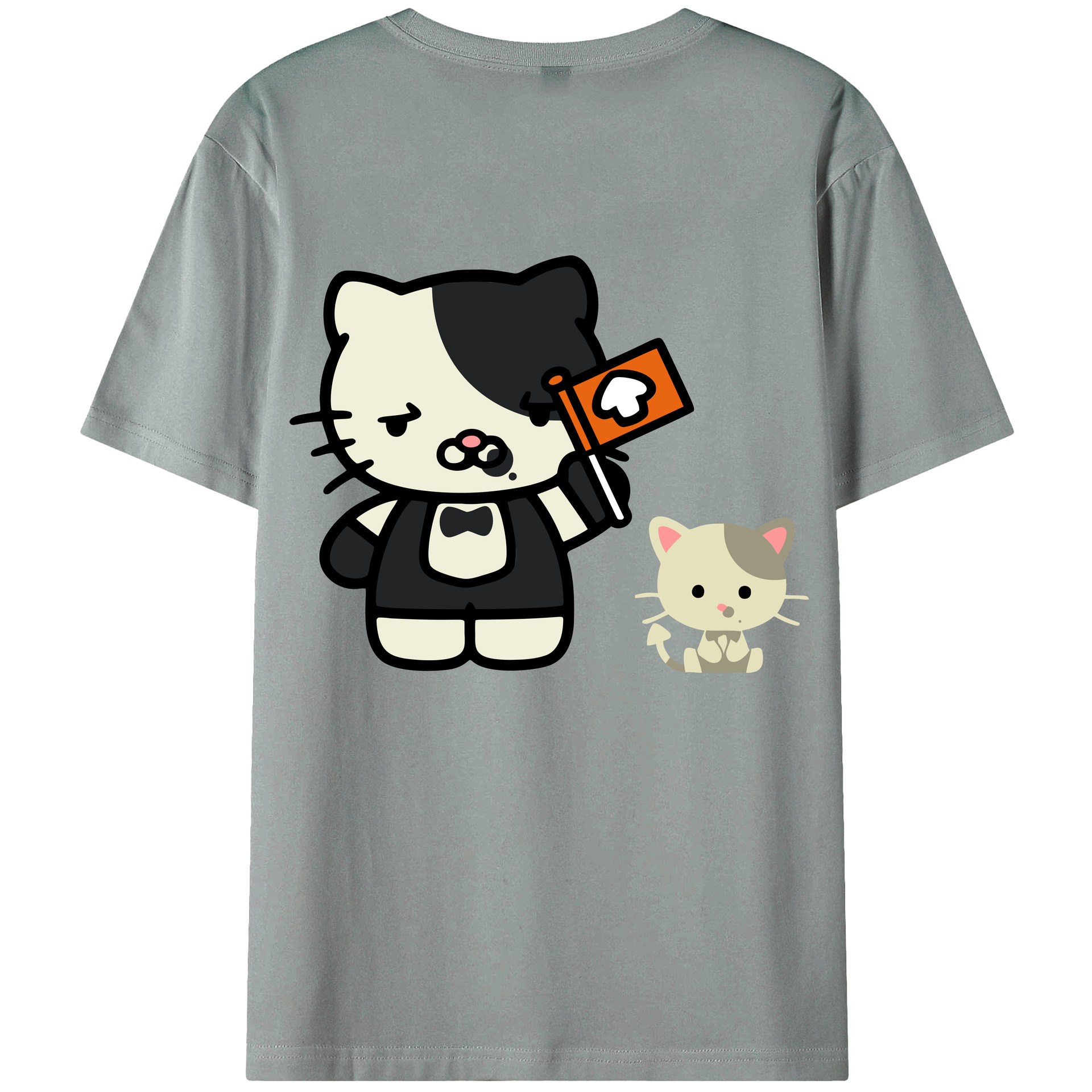 （画像用） Hello Kitty ハローキティ 綿100％ メンズ半袖Tシャツ（バックプリント） 通気性